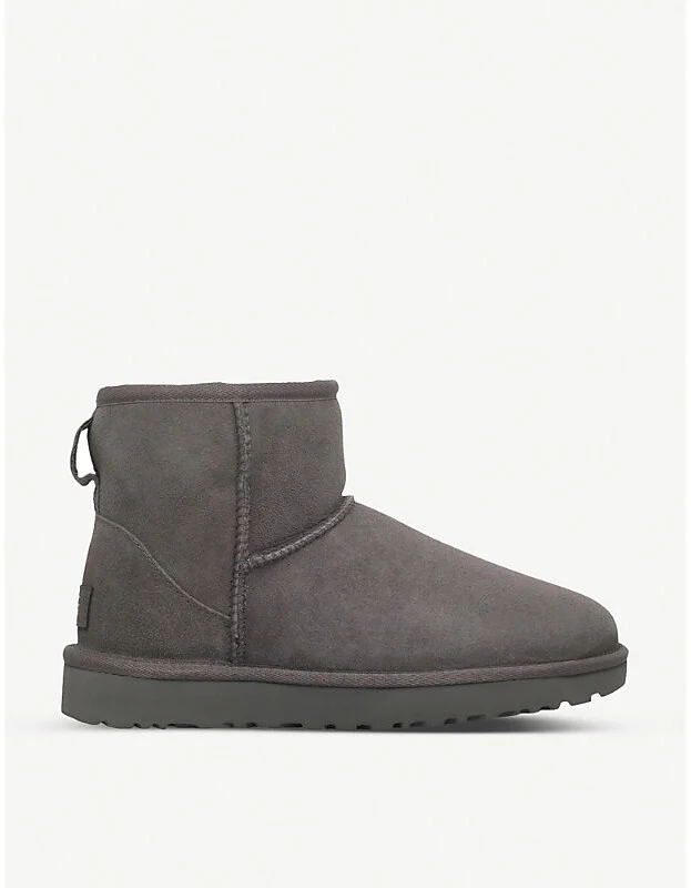 Womens Grey Classic Mini Sheepskin Boots Eur 39 / 6 Uk Women