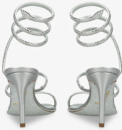 Womens Grey Cleo Rhinestone-Embellished Heeled Satin Sandals Eur 37 / 4 Uk Women - Image 2