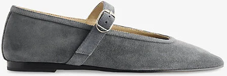 Womens Grey/Dark Ballet Mary Jane Leather Flats Eur 38.5 / 5.5 Uk Women