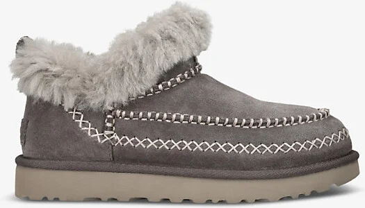 Womens Grey/Dark Classic Ultra Mini Alpine Logo-Patch Suede Ankle Boots Eur 39 / 6 Uk Women