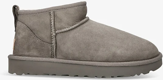 Womens Grey/Dark Classic Ultra Mini Suede Ankle Boots Eur 37 / 4 Uk Women