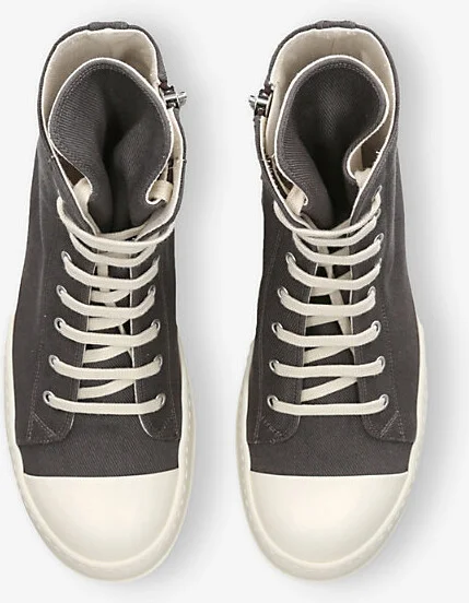 Womens Grey/Dark Contrast-Toe Denim High-Top Trainers Eur 44 / 10 Uk Men - Image 2