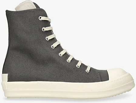 Womens Grey/Dark Contrast-Toe Denim High-Top Trainers Eur 44 / 10 Uk Men