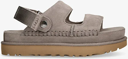 Womens Grey/Dark Goldenstar Glide Branded Suede Sandals Eur 36 / 3 Uk Women