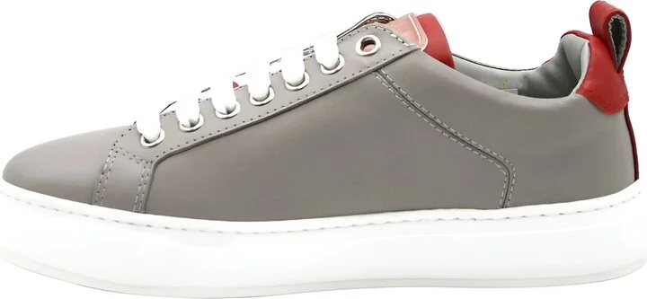 Women's Grey Leather With Red Trim And Logo Low Top Sneaker (36 EU / 6 US) - Image 3
