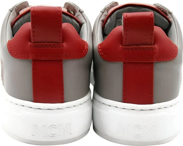Women's Grey Leather With Red Trim And Logo Low Top Sneaker (36 EU / 6 US) - Image 5