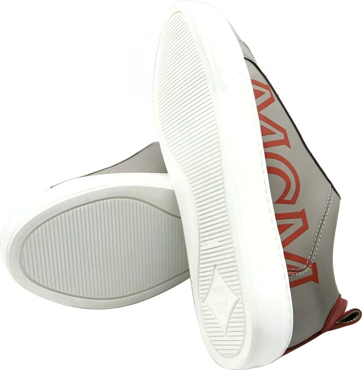 Women's Grey Leather With Red Trim And Logo Low Top Sneaker (36 EU / 6 US) - Image 6