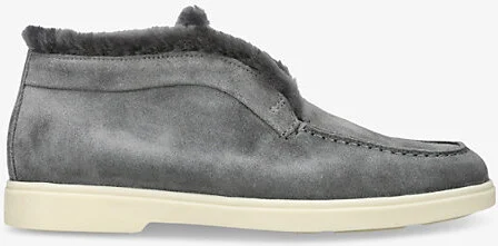 Womens Grey/Light Fortune Logo-Embossed Suede Ankle Boots Eur 39.5 / 6.5 Uk Women