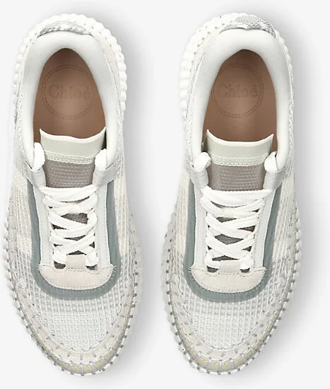 Womens Grey Nama Mesh and Suede Low-Top Trainers Eur 38/5 Uk Women - Image 2