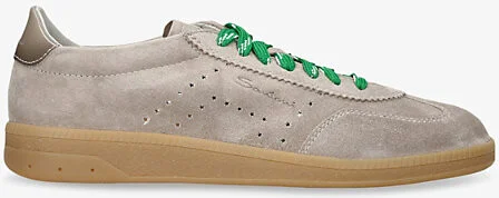 Womens Grey Oly Pulse Logo-Embossed Suede Low-Top Trainers Eur 42/ 9 Uk Women