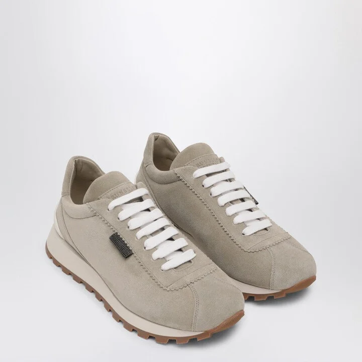 Women's Grey/Sage Green Sneakers In Suede
