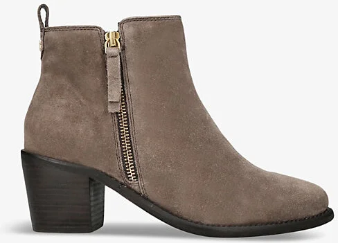 Womens Grey Secil Side-Zip Heeled Suede Ankle Boots Eur 39 / 6 Uk Women