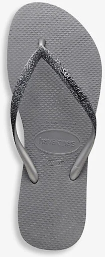 Womens Grey Slim Sparkle II Rubber Flip Flops 5 - Image 2