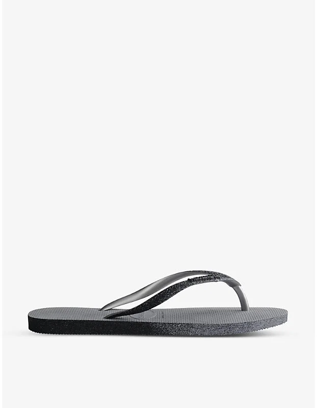 Womens Grey Slim Sparkle II Rubber Flip Flops 5