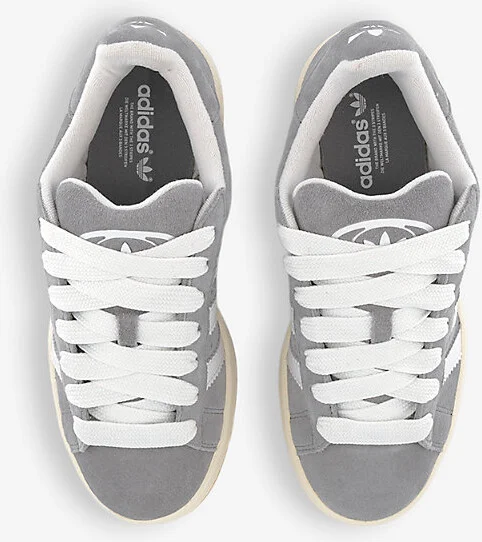 Womens Grey White Campus 00S Brand-Stripe Low-Top Suede Trainers Eur 40.5 / 7.5 Uk Women - Image 2