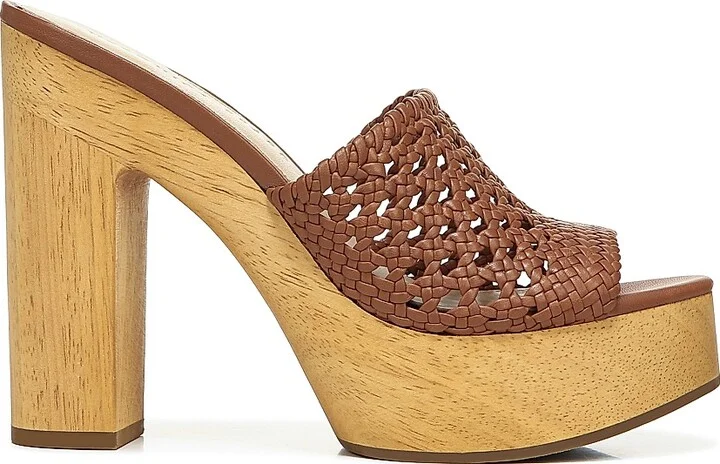Women's Guadalupe Woven Leather Wooden-Heel Mules - Hazelwood - Size 10