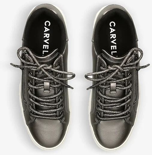 Womens Gunmetal Enchanted Glitter-Lace Metallic Faux-Leather Low-Top Trainers Eur 40 / 7 Uk Women - Image 2