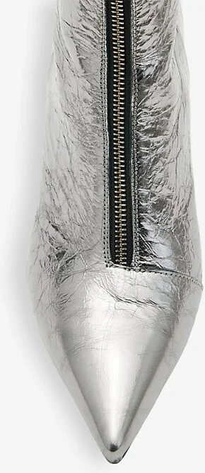 Womens Gunmetal Grey Natasha Zip-Embellished Heeled Leather Ankle Boots Eur 38/5 Uk Women - Image 2