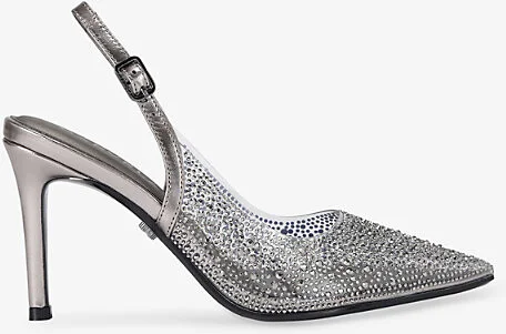 Womens Gunmetal Positano Vinyl Embellished Heels Eur 39 / 6 Uk Women