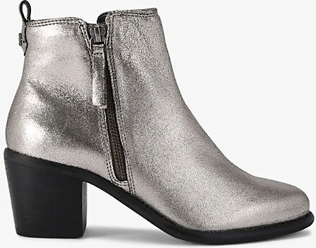 Womens Gunmetal Secil Side-Zip Heeled Leather Ankle Boots Eur 38/5 Uk Women
