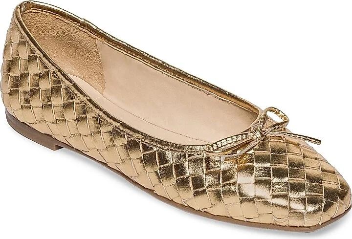 Women's Gwynn Woven Leather Ballet Flats - Gold - Size 6 - Image 2