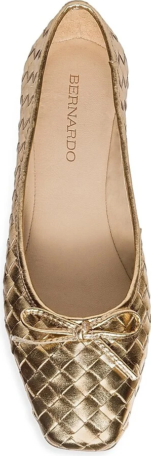 Women's Gwynn Woven Leather Ballet Flats - Gold - Size 6 - Image 3