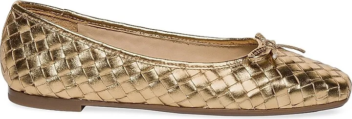 Women's Gwynn Woven Leather Ballet Flats - Gold - Size 6