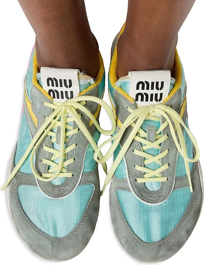 Women's Gymnasium Technical Fabric and Suede Sneakers - White Brown - Size 6 - Image 7
