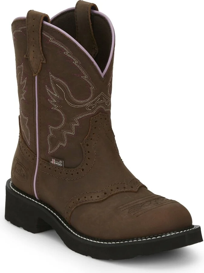 Women's Gypsy Gemma Rustic Aged Bark Round Toe Western Boots - Medium Width In Brown/pink