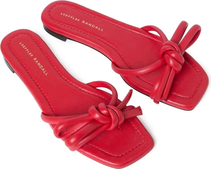 Women's Hadley Leather Bow Flat Sandal In Red