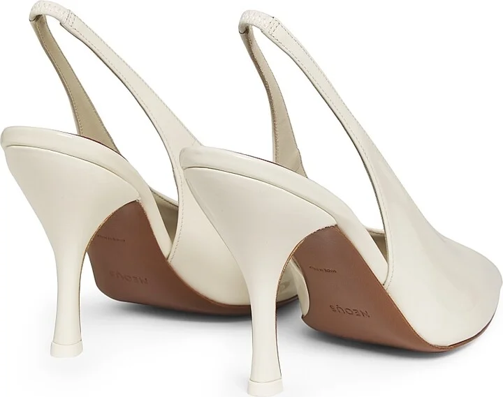 Women's Hamal 85MM Patent Leather Peep-Toe Slingback Pumps - Cream - Size 5 - Image 3