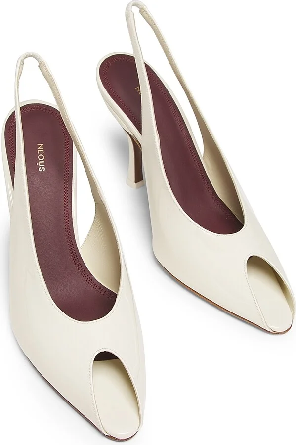 Women's Hamal 85MM Patent Leather Peep-Toe Slingback Pumps - Cream - Size 5 - Image 4