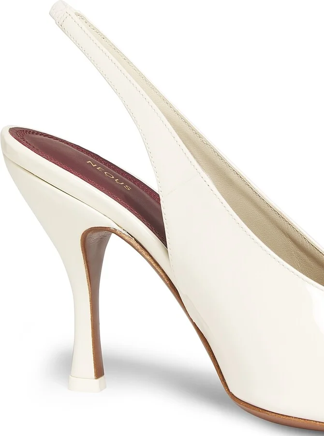 Women's Hamal 85MM Patent Leather Peep-Toe Slingback Pumps - Cream - Size 5 - Image 5