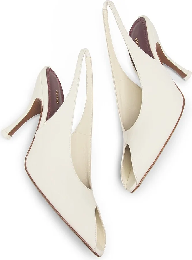 Women's Hamal 85MM Patent Leather Peep-Toe Slingback Pumps - Cream - Size 5 - Image 6