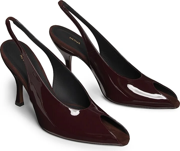 Women's Hamal 85MM Patent Leather Peep-Toe Slingback Pumps - Cream - Size 5 - Image 7