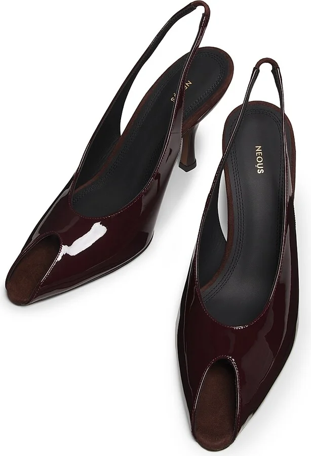 Women's Hamal 85MM Patent Leather Peep-Toe Slingback Pumps - Cream - Size 5 - Image 9