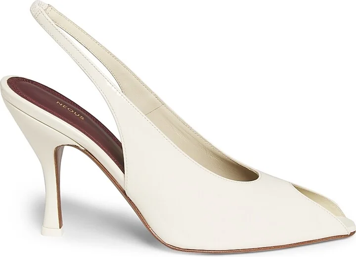 Women's Hamal 85MM Patent Leather Peep-Toe Slingback Pumps - Cream - Size 5