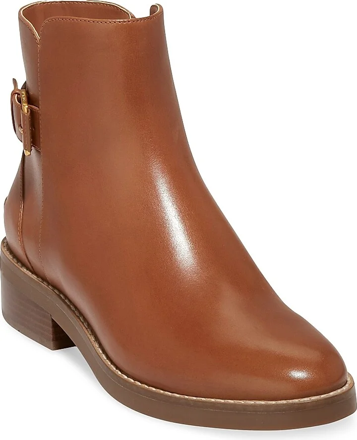 Women's Hampshire 25MM Leather Buckle Booties - British Tan - Size 5 - Image 2