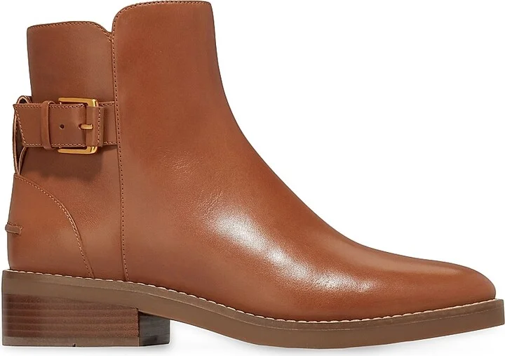 Women's Hampshire 25MM Leather Buckle Booties - British Tan - Size 5