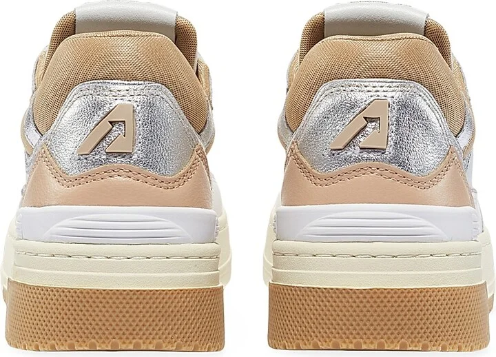 Women's Handmade Leather Low-Top Sneakers - White Silver Copper - Size 5 - Image 3