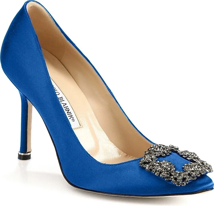 Women's Hangisi 105MM Embellished Satin Pumps - Cobalt Blue - Size 11