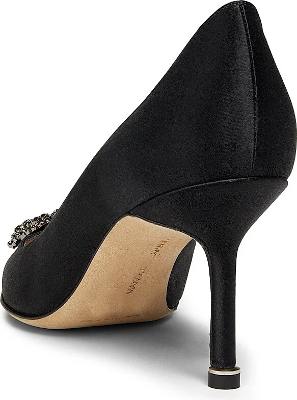Women's Hangisi 70MM Crystal-Embellished Satin Pumps - Black - Size 4 - Image 3