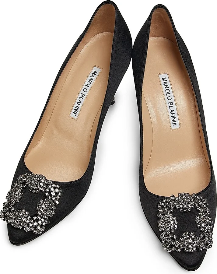 Women's Hangisi 70MM Crystal-Embellished Satin Pumps - Black - Size 4 - Image 4