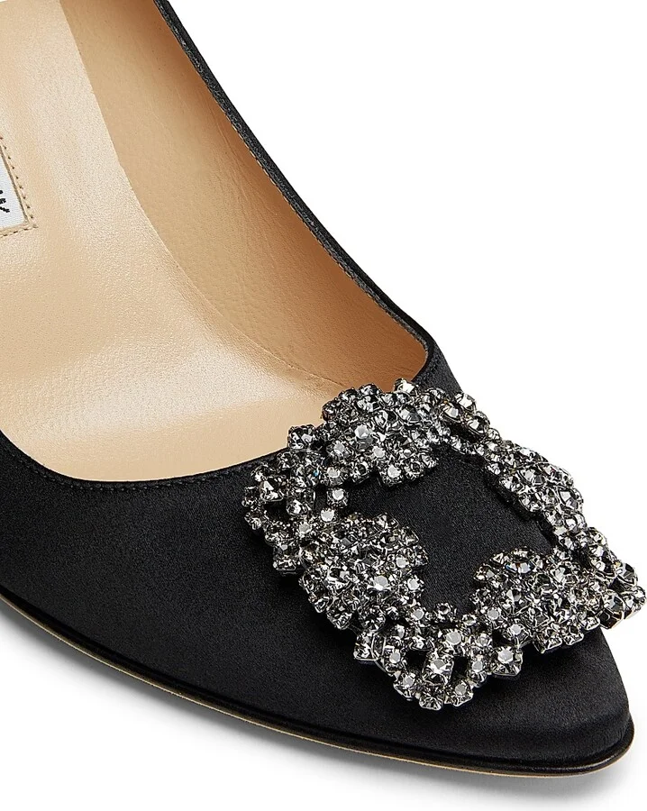 Women's Hangisi 70MM Crystal-Embellished Satin Pumps - Black - Size 4 - Image 5