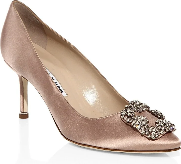 Women's Hangisi 70MM Embellished Buckle Pumps - Beige - Size 8