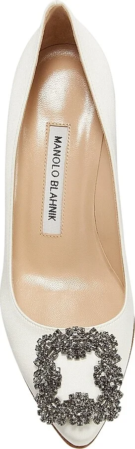 Women's Hangisi 70MM Embellished Satin Pumps - White - Size 6 - Image 5