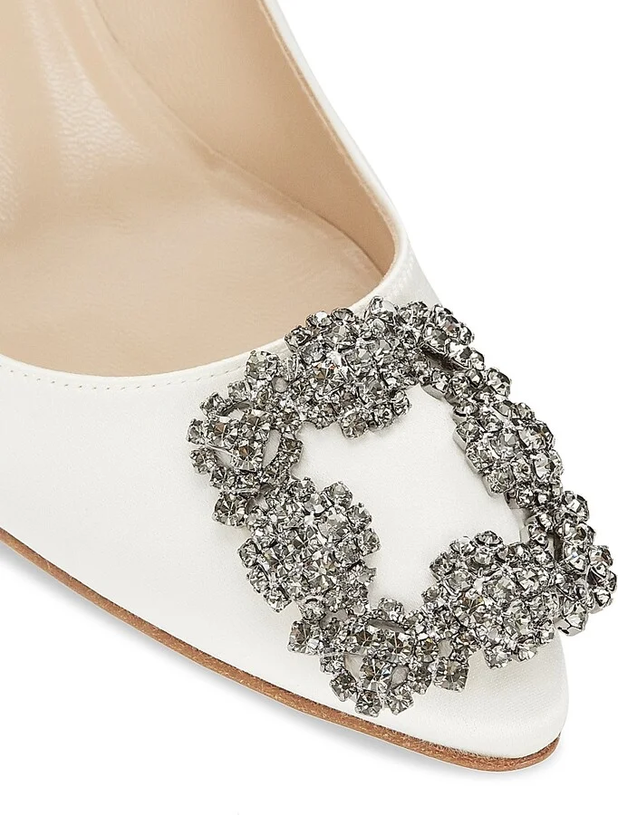 Women's Hangisi 70MM Embellished Satin Pumps - White - Size 6 - Image 6