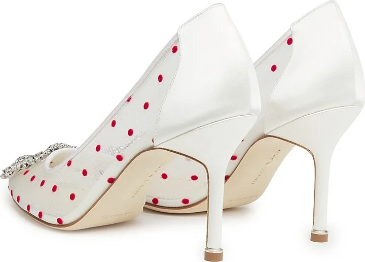 Women's Hangisi 90MM Embellished Polka Dot Pumps - Light Cream - Size 7 - Image 3
