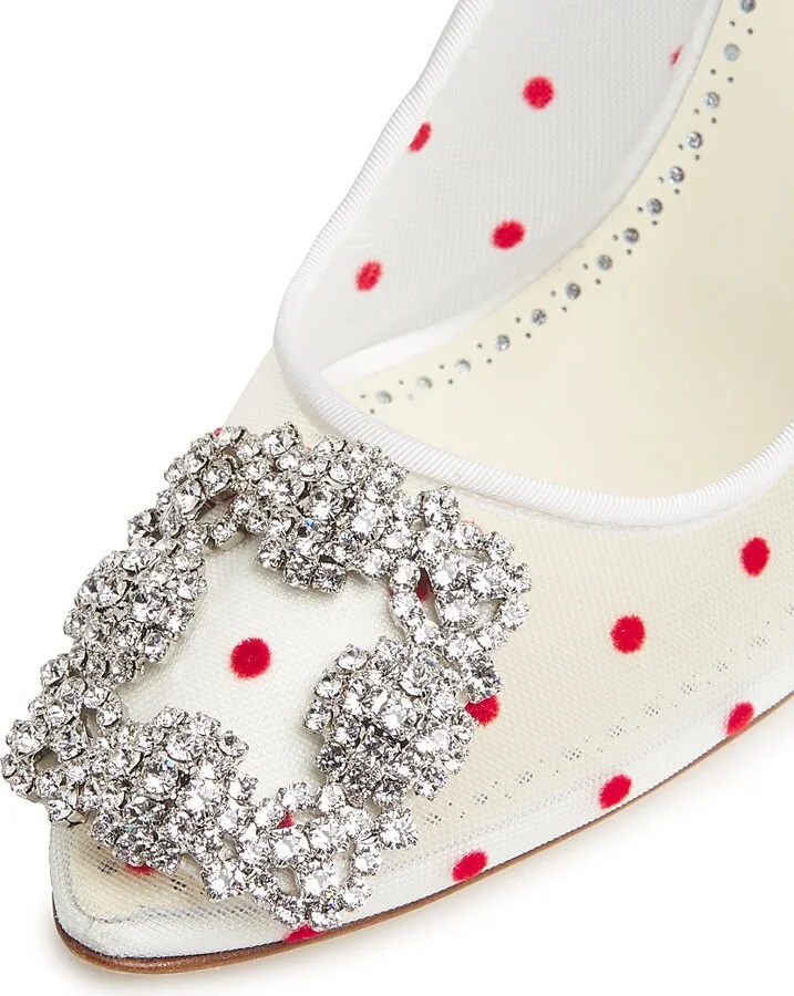 Women's Hangisi 90MM Embellished Polka Dot Pumps - Light Cream - Size 7 - Image 5