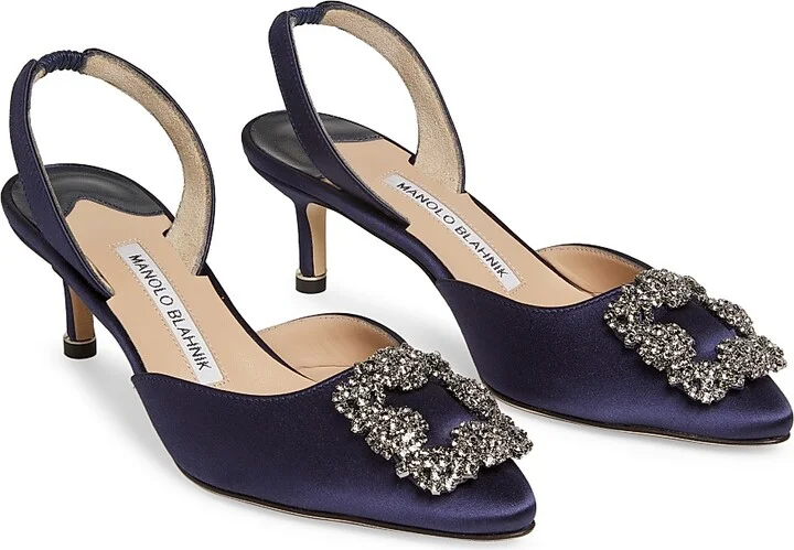Women's Hangisli 50MM Satin Jewel Buckle Pumps - Navy - Size 5 - Image 2